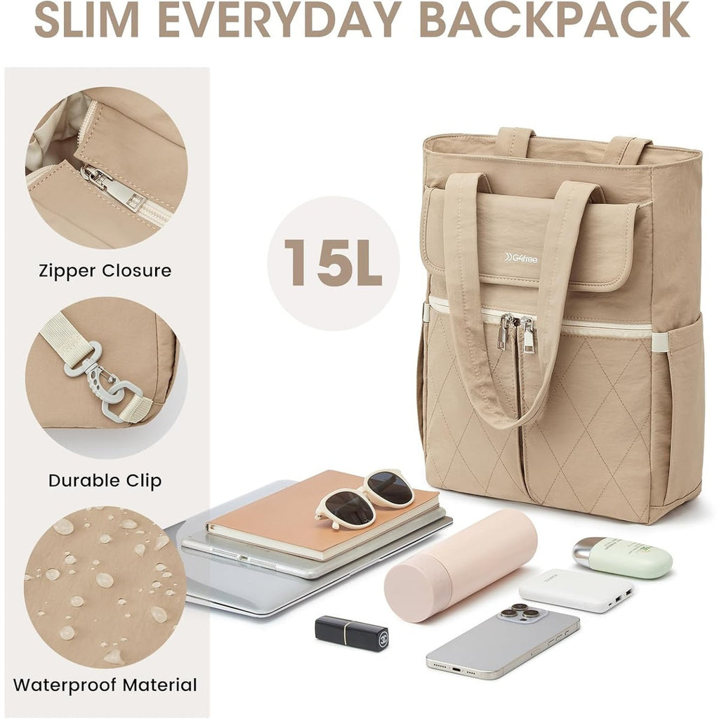 G4Free 2 in 1 Tote Backpack Fits 15" Laptop, Women Bag Daypack