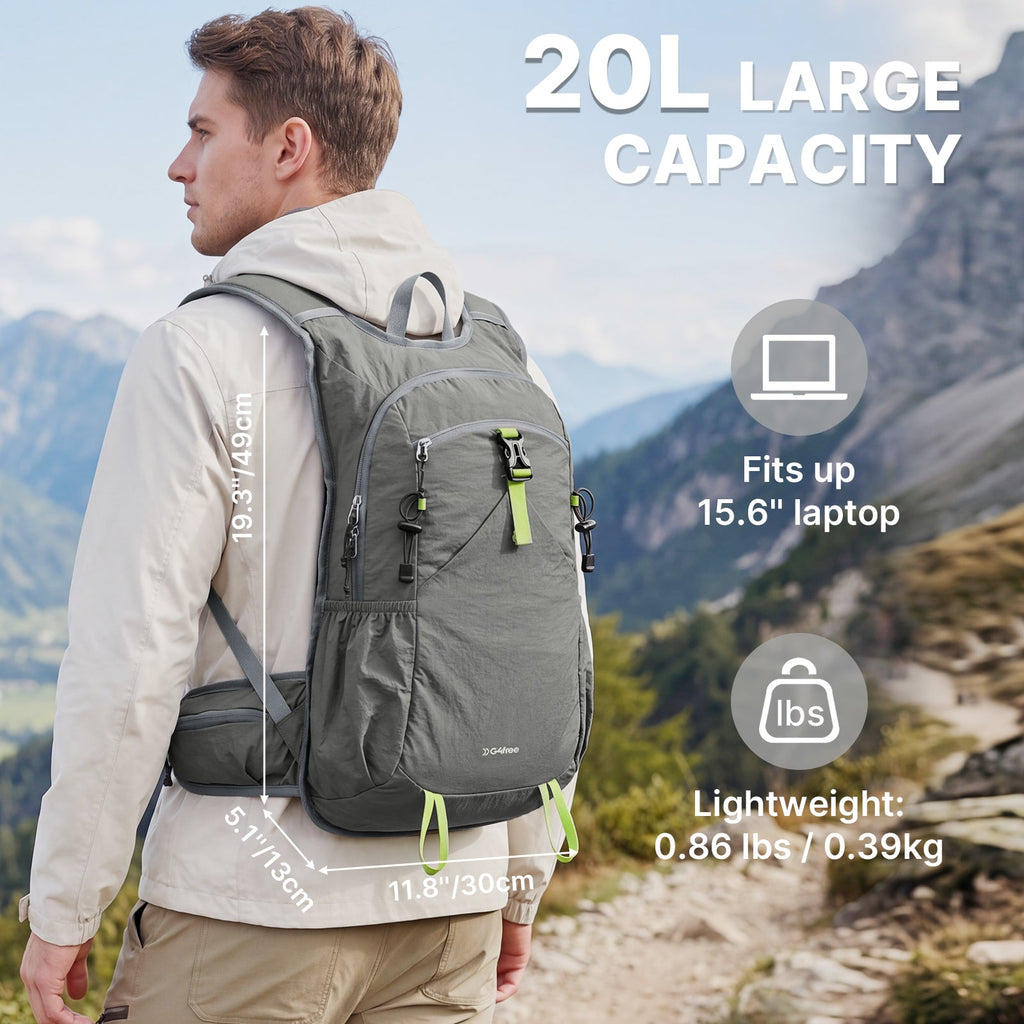 G4Free 20L Lightweight Hiking Backpack with Waist Strap