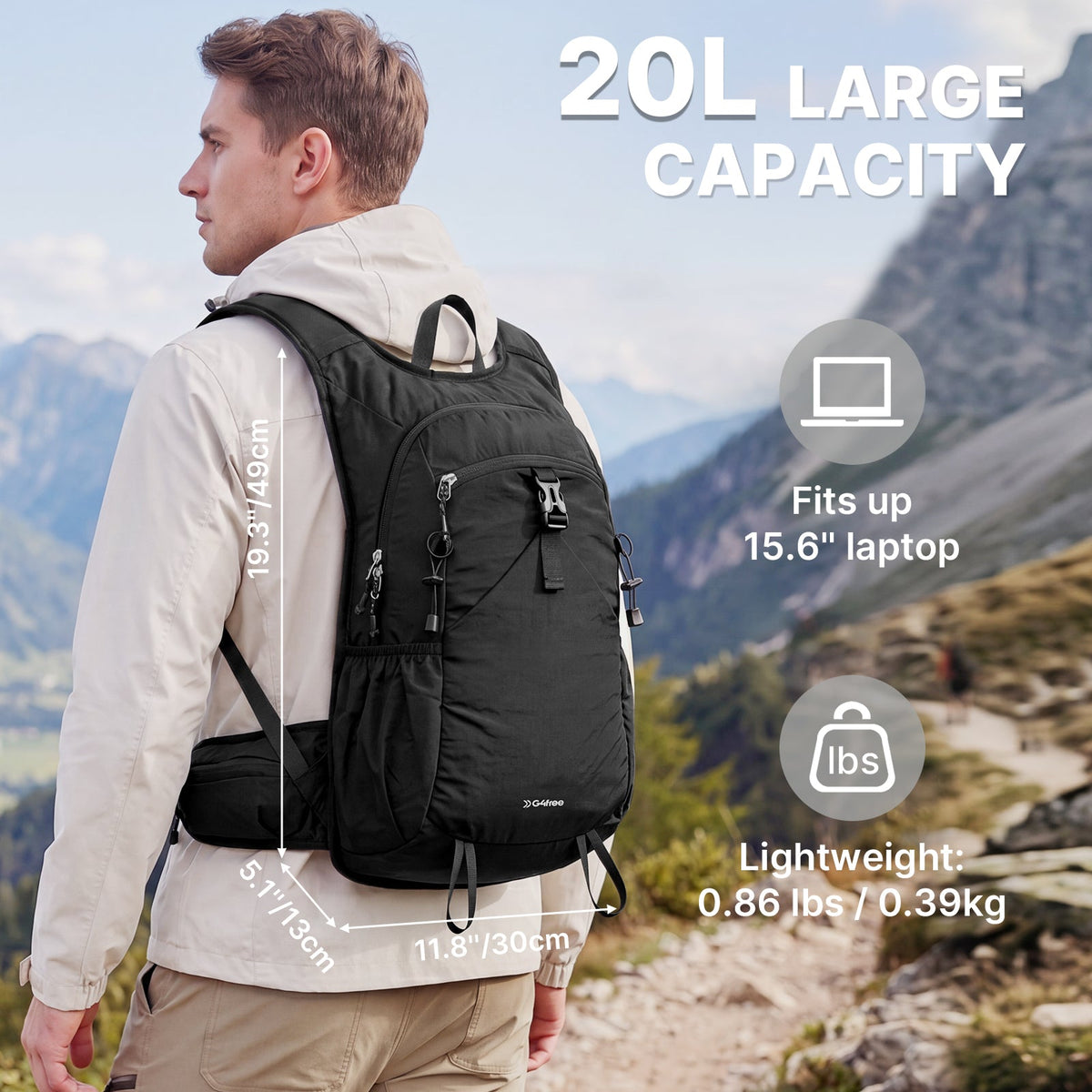 G4Free 20L Lightweight Hiking Backpack with Waist Strap