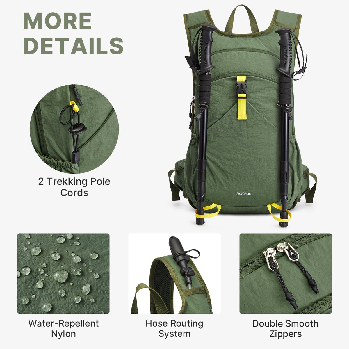 G4Free 20L Lightweight Hiking Backpack with Waist Strap