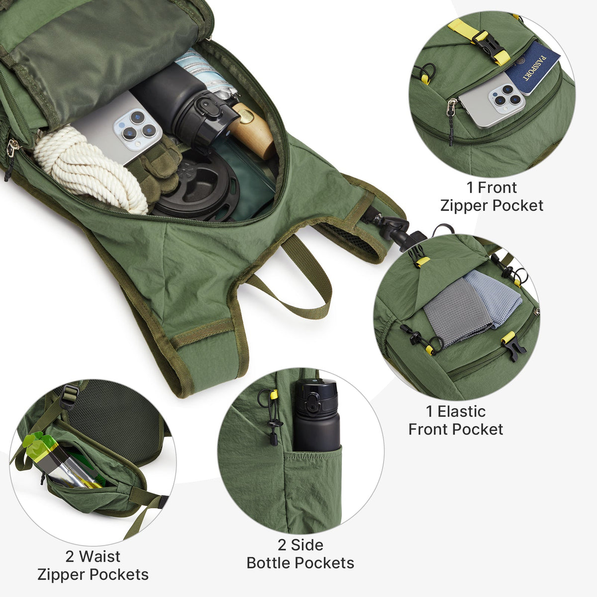 G4Free 20L Lightweight Hiking Backpack with Waist Strap