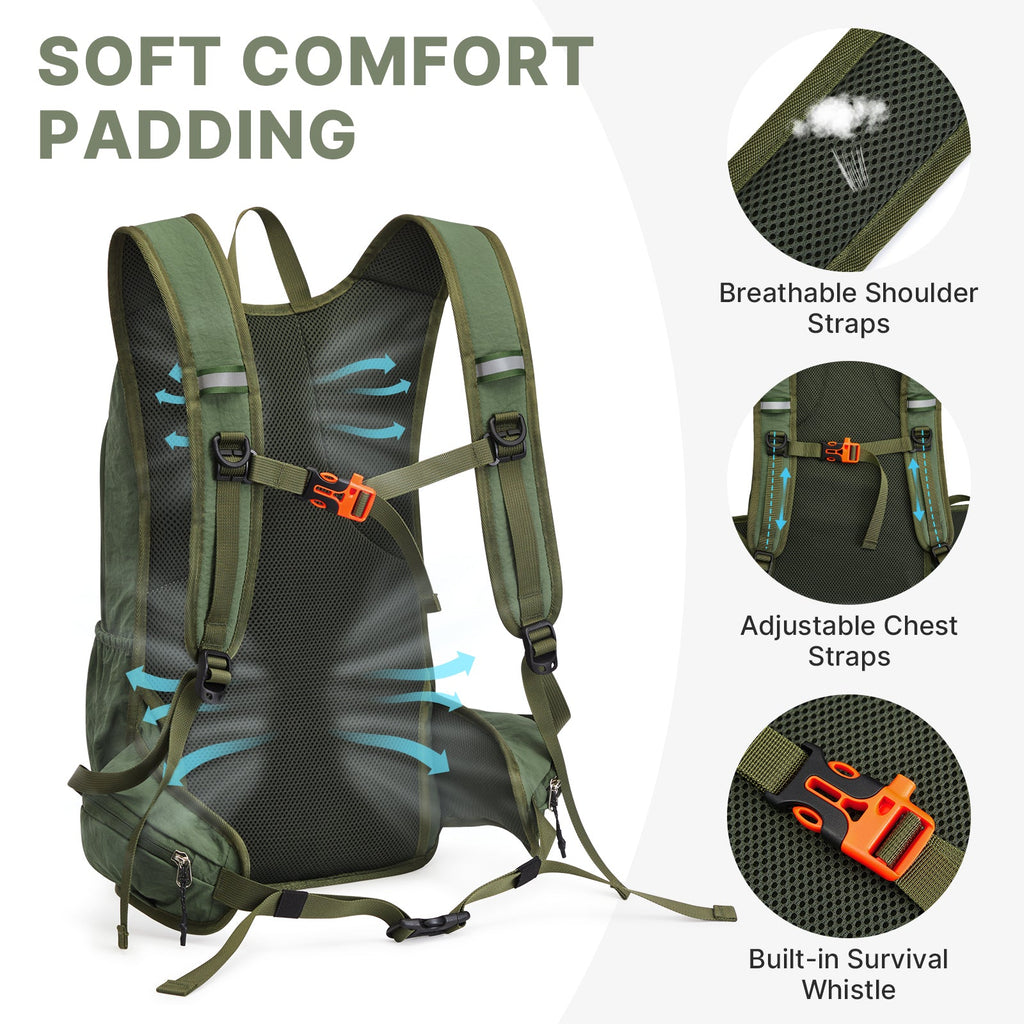 G4Free 20L Lightweight Hiking Backpack with Waist Strap