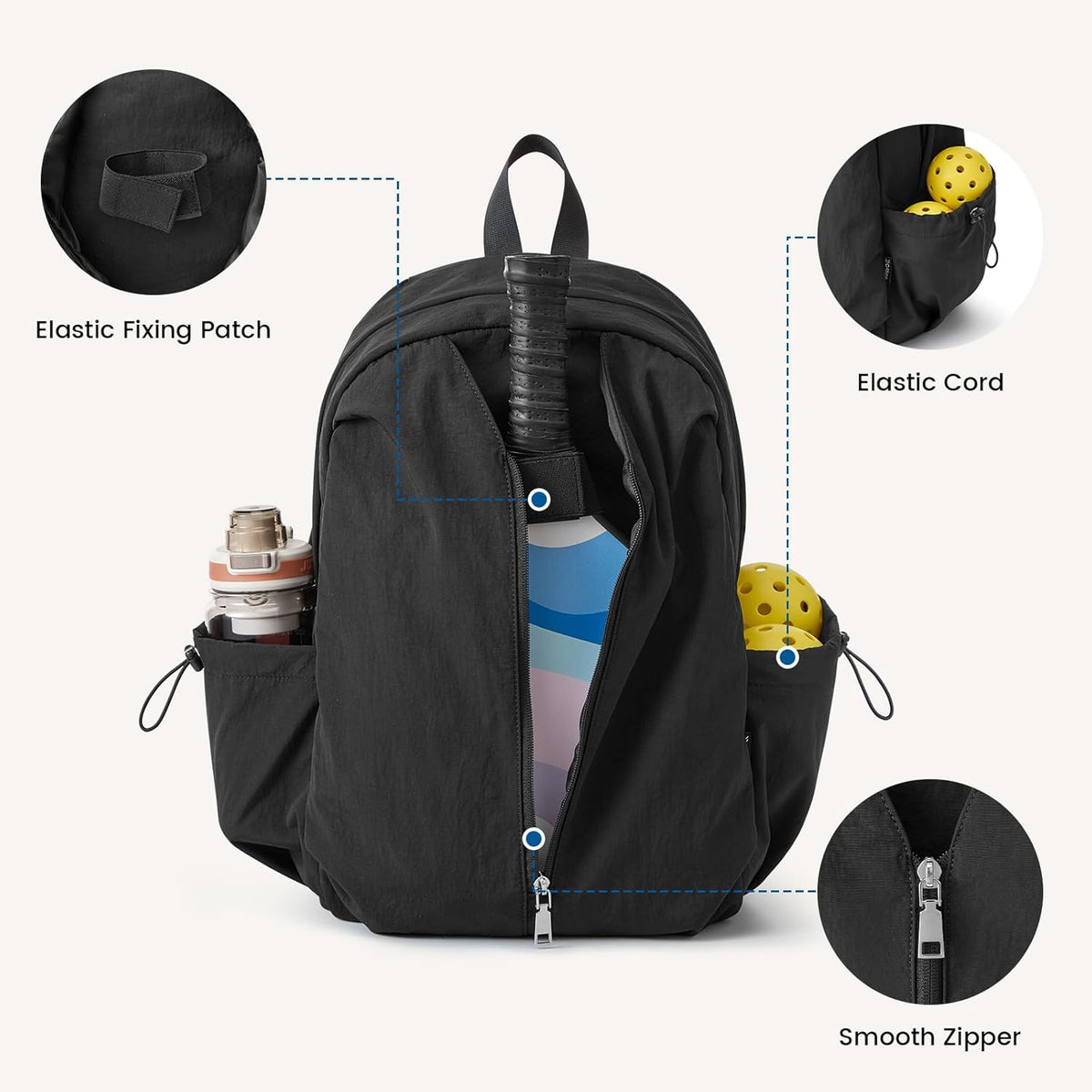 G4Free 20L Pickleball Bag, Pickleball Paddle Backpack with Fence Hook