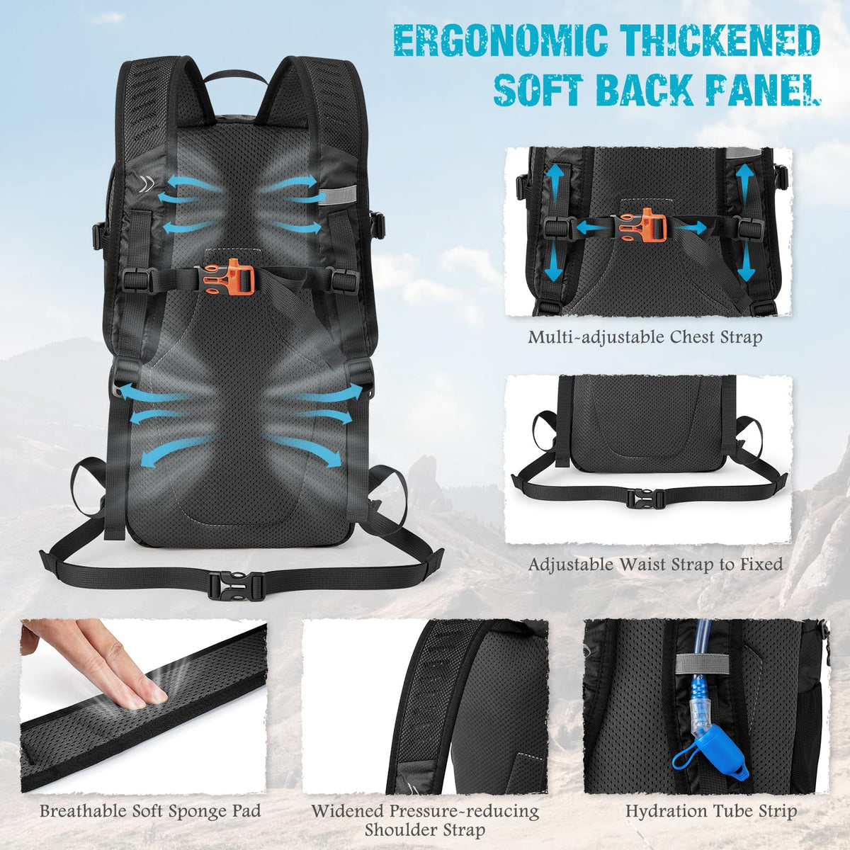G4Free 25L Packable Hiking Backpack with Thickened Back Panel