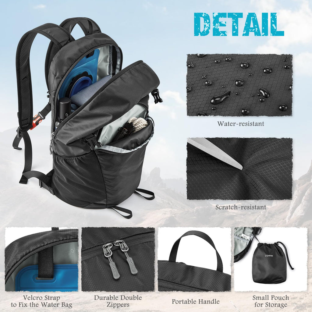 G4Free 25L Packable Hiking Backpack with Thickened Back Panel