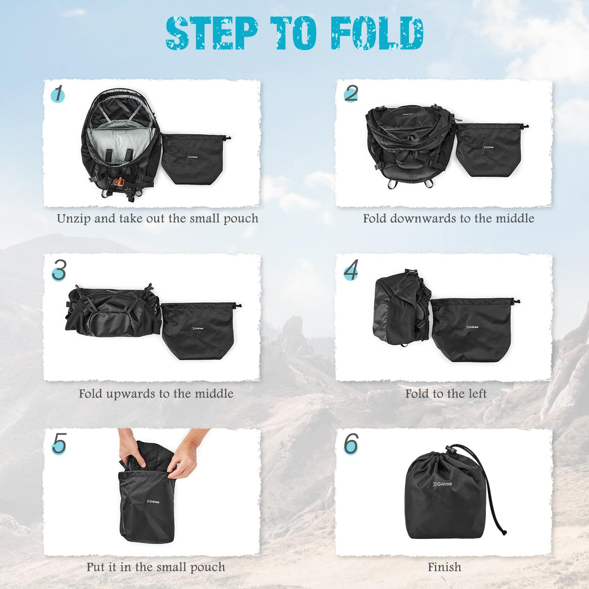 G4Free 25L Packable Hiking Backpack with Thickened Back Panel