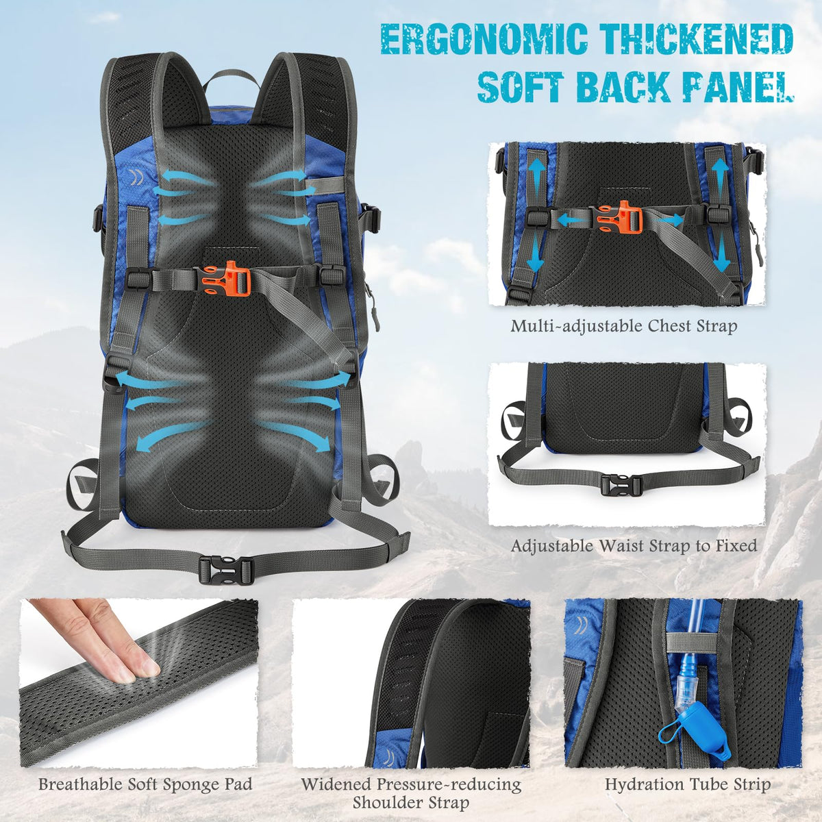 G4Free 25L Packable Hiking Backpack with Thickened Back Panel