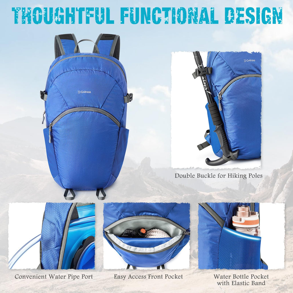 G4Free 25L Packable Hiking Backpack with Thickened Back Panel