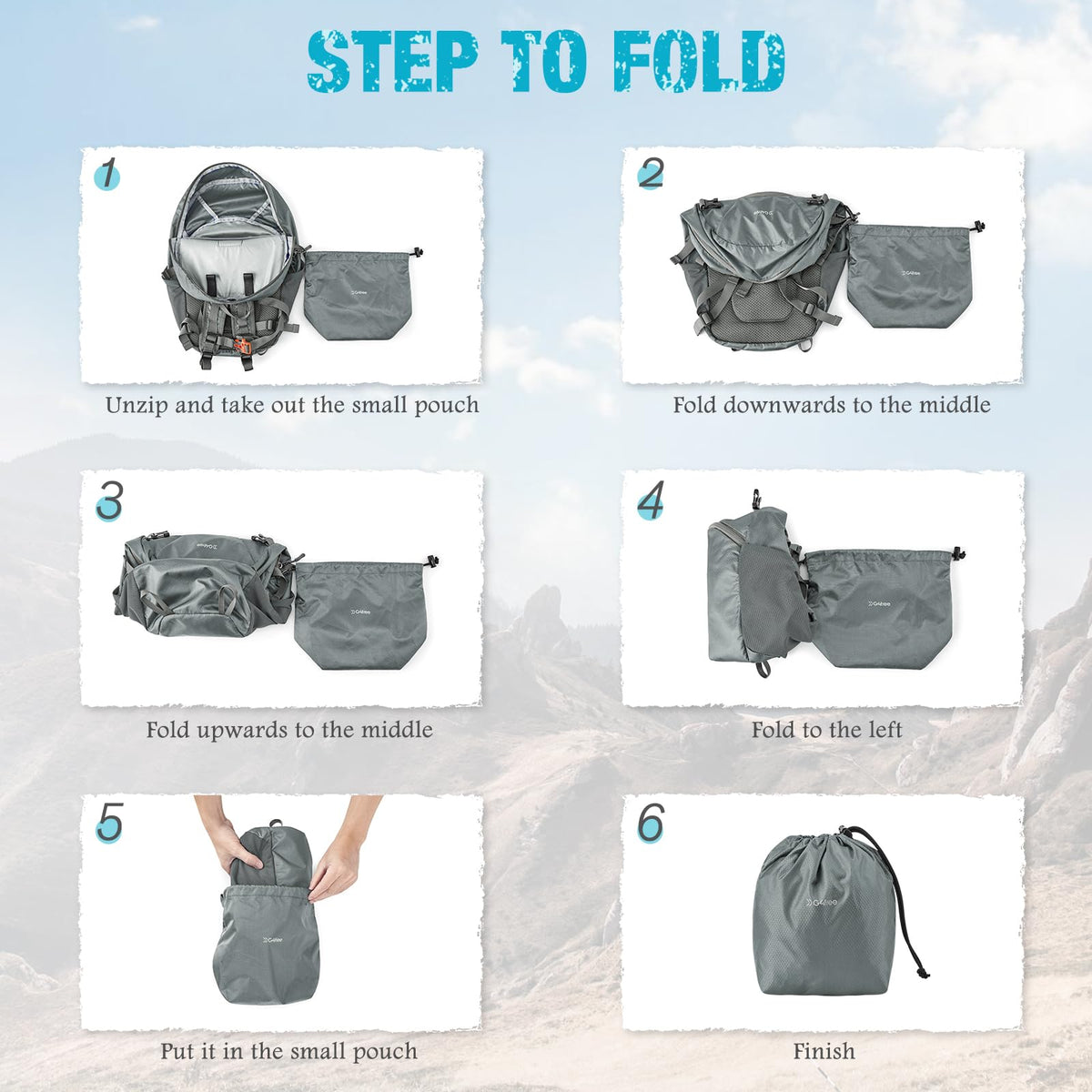 G4Free 25L Packable Hiking Backpack with Thickened Back Panel