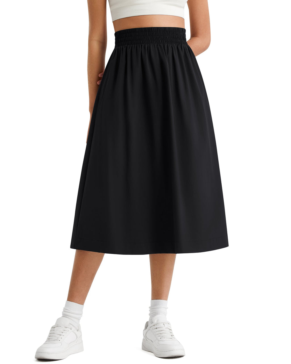 G4Free 29" High Waisted Midi Skirt with Pockets UPF 50+ Quick Dry