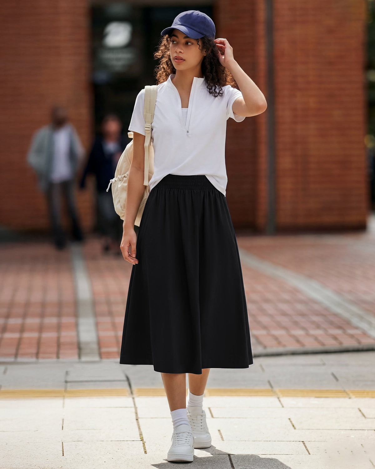 G4Free 29" High Waisted Midi Skirt with Pockets UPF 50+ Quick Dry