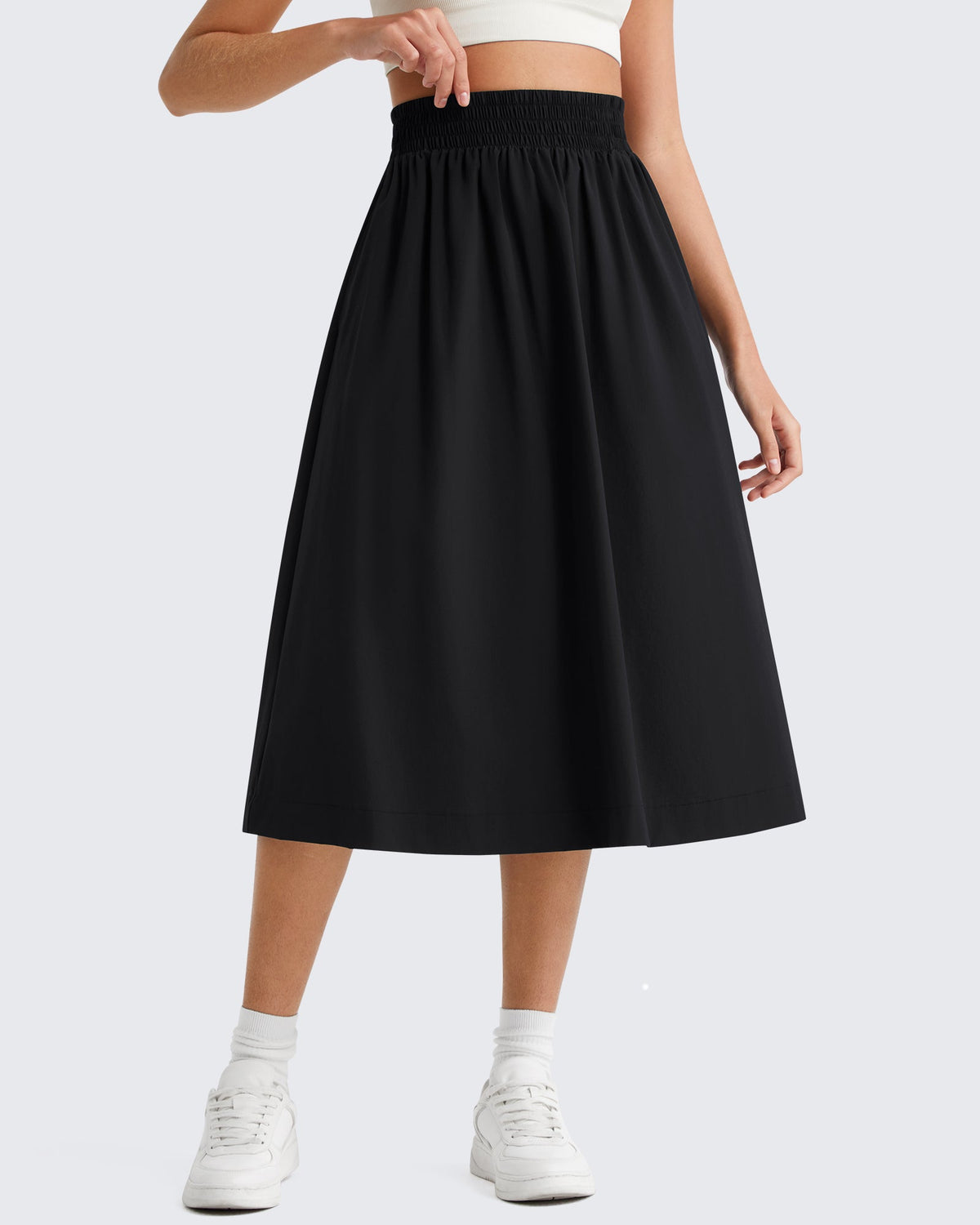 G4Free 29" High Waisted Midi Skirt with Pockets UPF 50+ Quick Dry