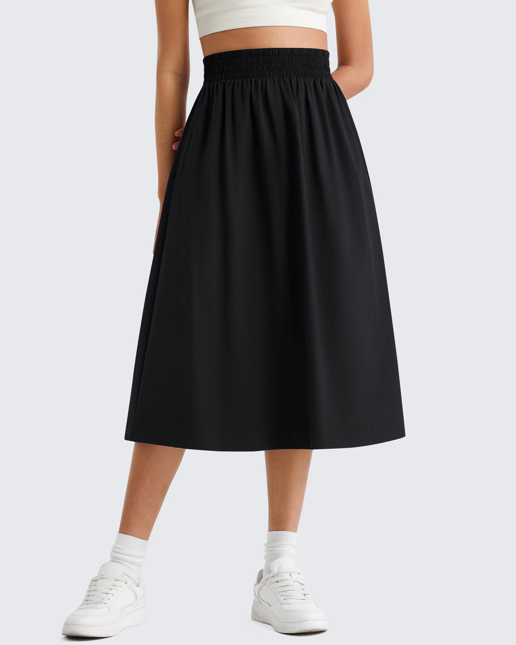 G4Free 29" High Waisted Midi Skirt with Pockets UPF 50+ Quick Dry