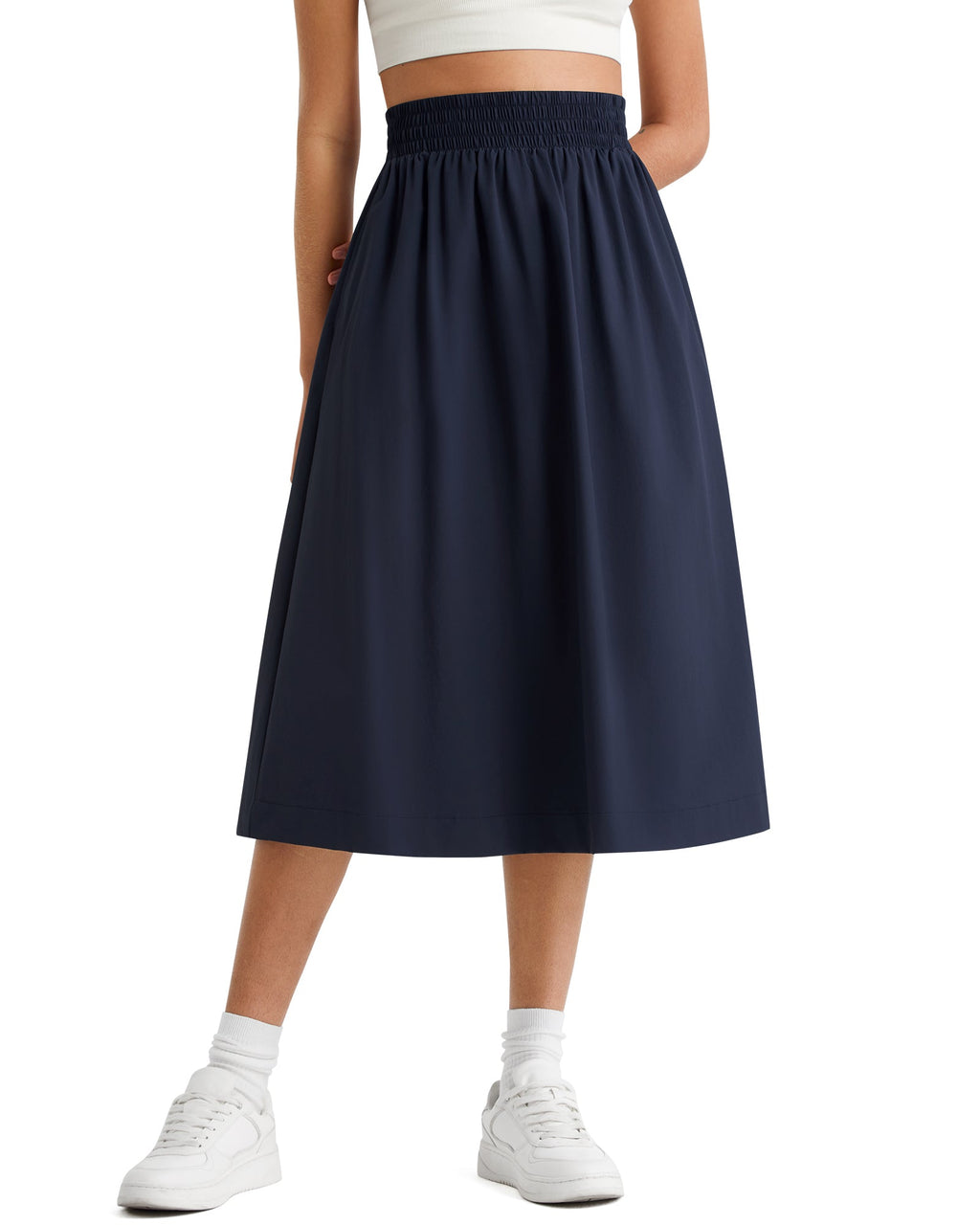 G4Free 29" High Waisted Midi Skirt with Pockets UPF 50+ Quick Dry