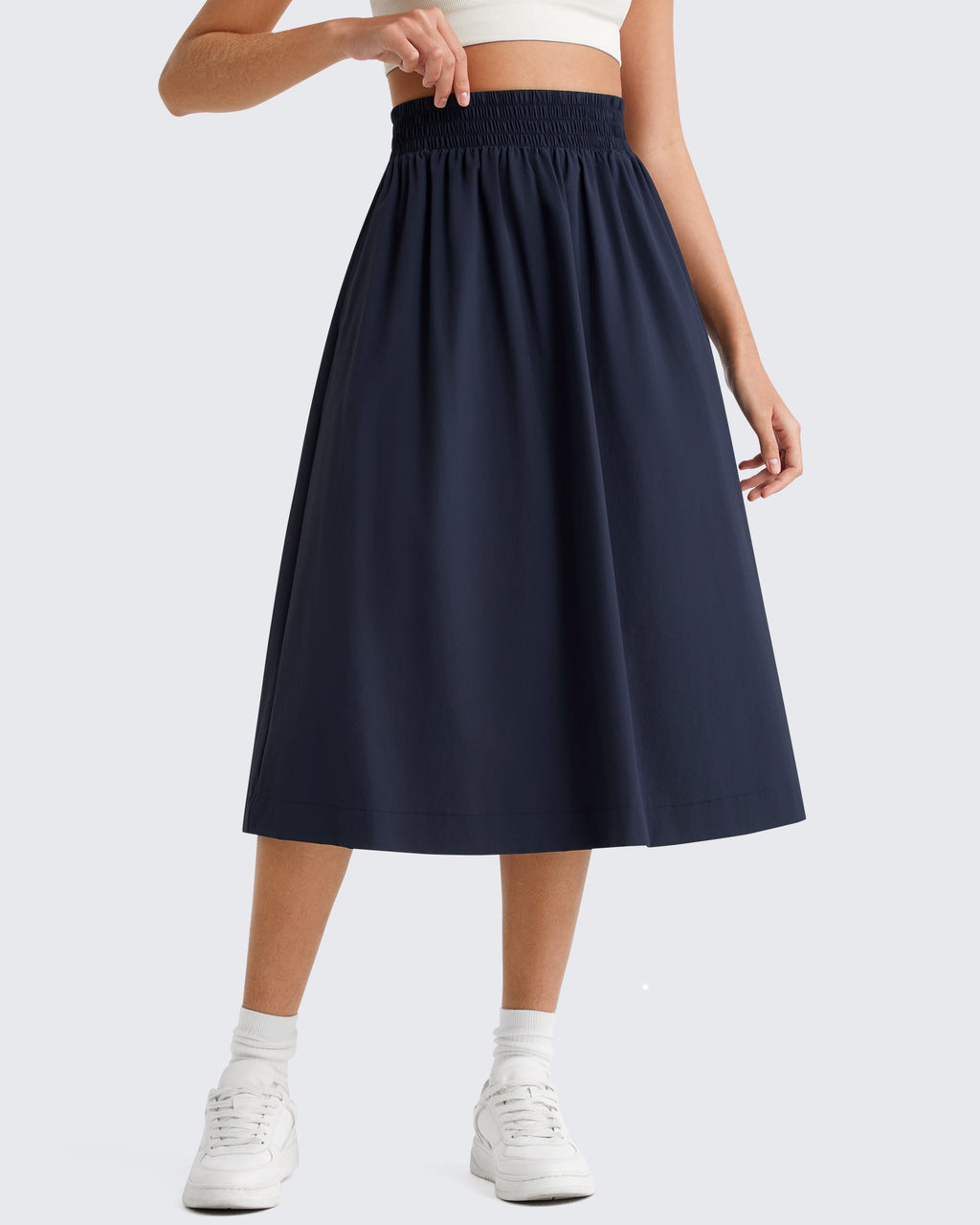 G4Free 29" High Waisted Midi Skirt with Pockets UPF 50+ Quick Dry