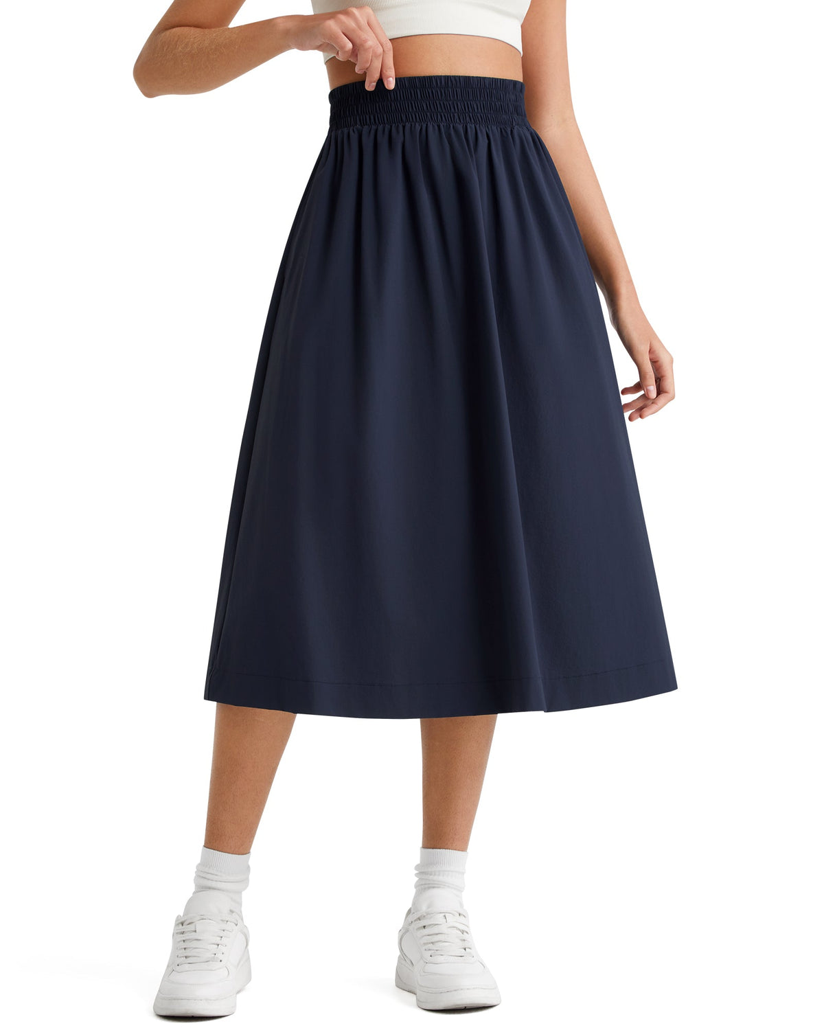 G4Free 29" High Waisted Midi Skirt with Pockets UPF 50+ Quick Dry