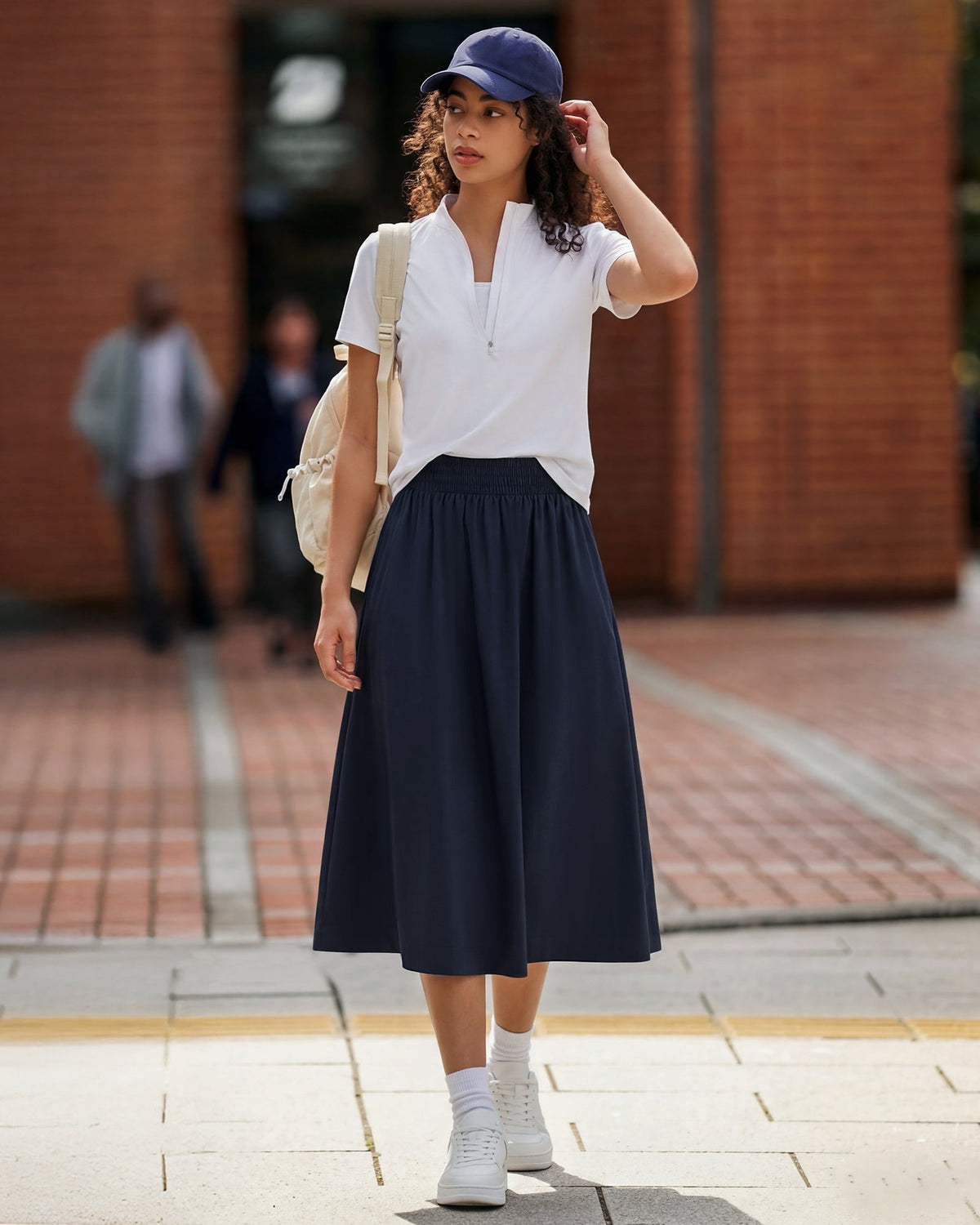 G4Free 29" High Waisted Midi Skirt with Pockets UPF 50+ Quick Dry