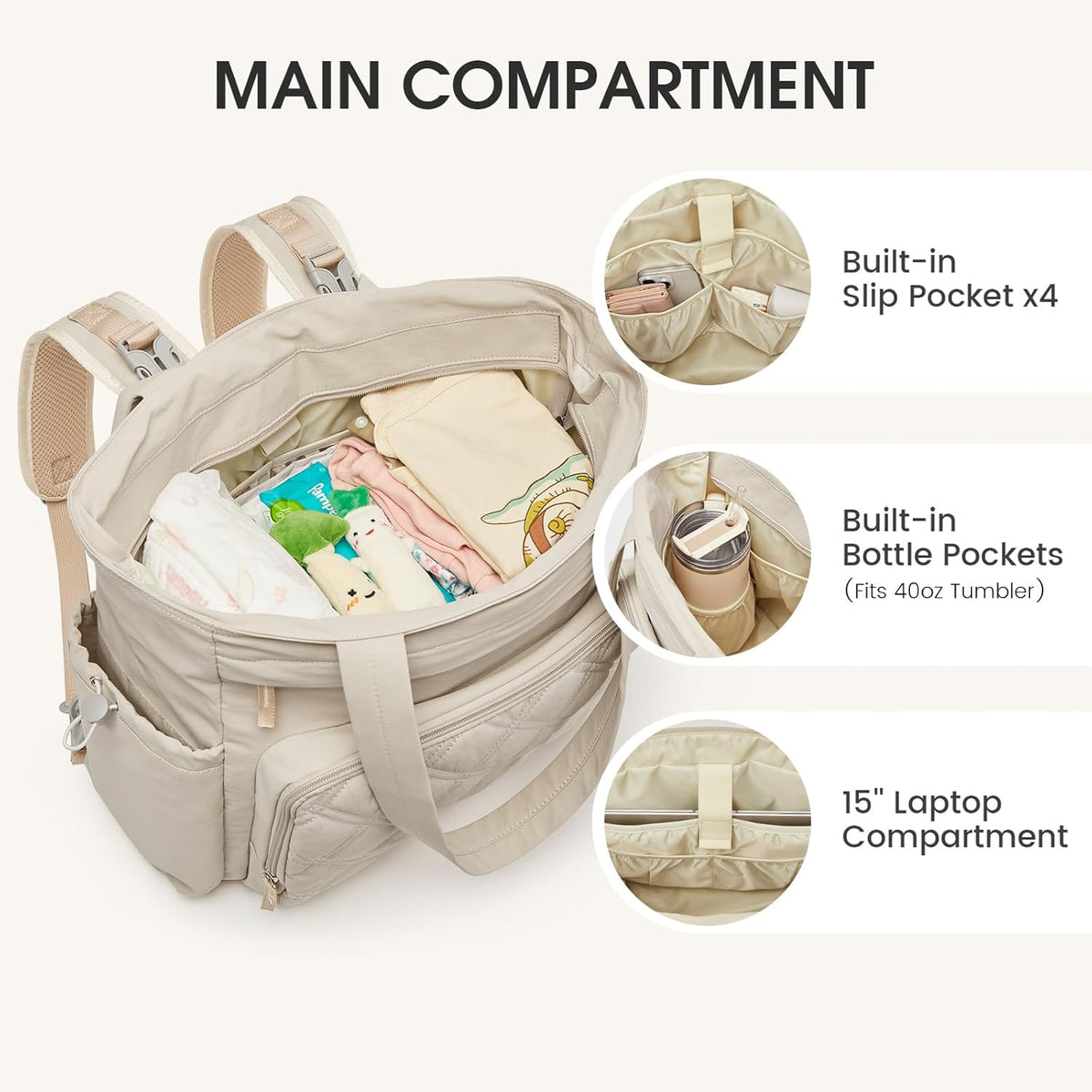 G4Free 3 in 1 Diaper Bag with Insulated Pockets Baby Backpack