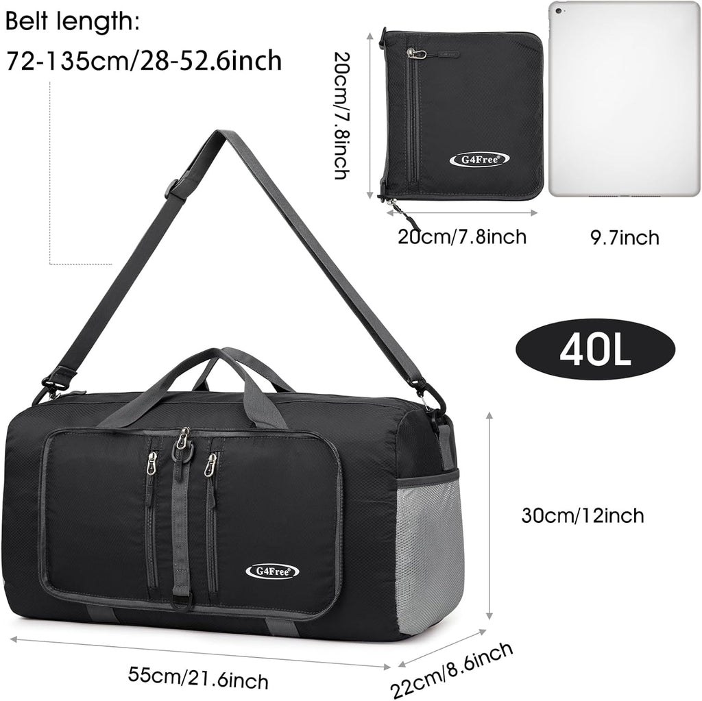 G4Free 40L/65L Foldable Duffel Bag, Water-Repellent Travel Backpack
