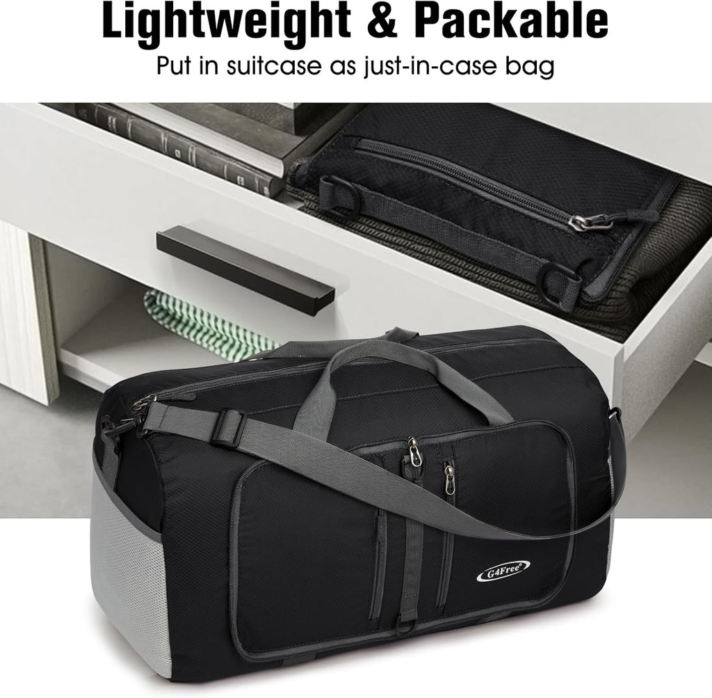 G4Free 40L/65L Foldable Duffel Bag, Water-Repellent Travel Backpack