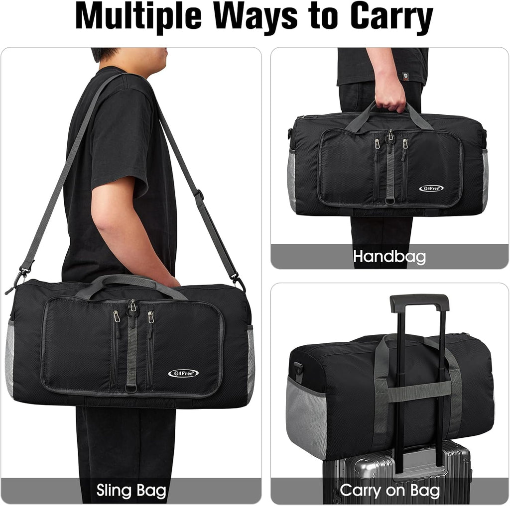 G4Free 40L/65L Foldable Duffel Bag, Water-Repellent Travel Backpack
