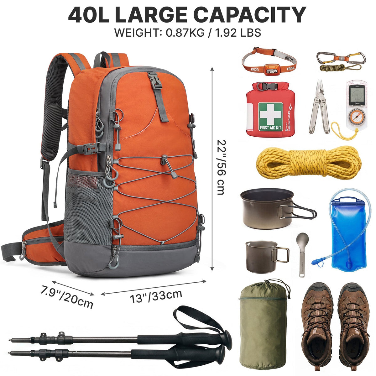 G4Free 40L Lightweight Travel Backpack with Rain Cover