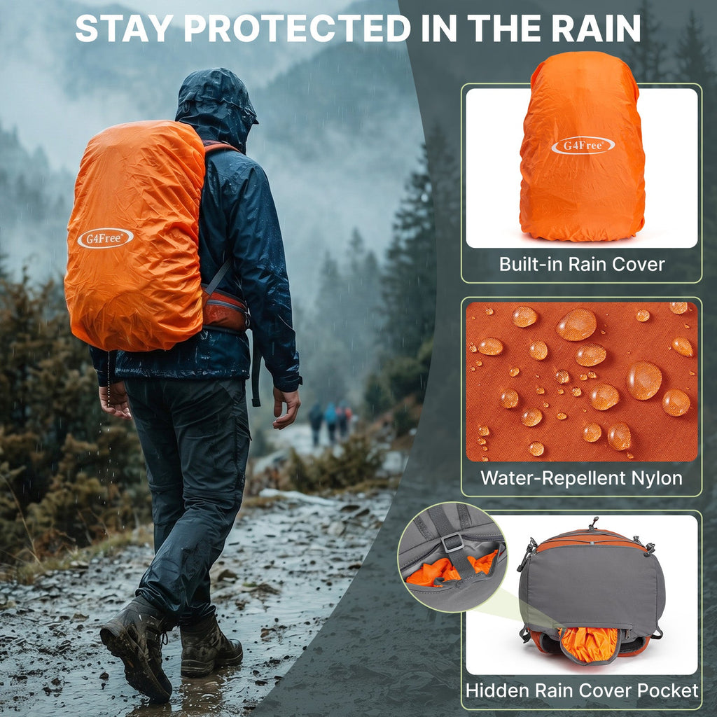 G4Free 40L Lightweight Travel Backpack with Rain Cover
