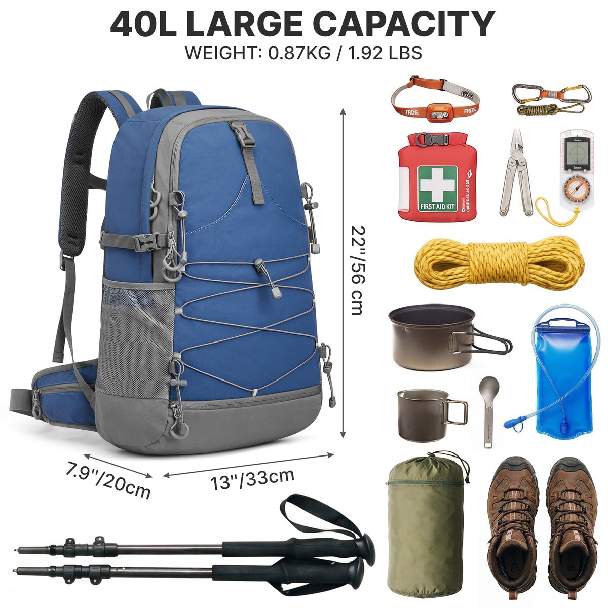 G4Free 40L Lightweight Travel Backpack with Rain Cover