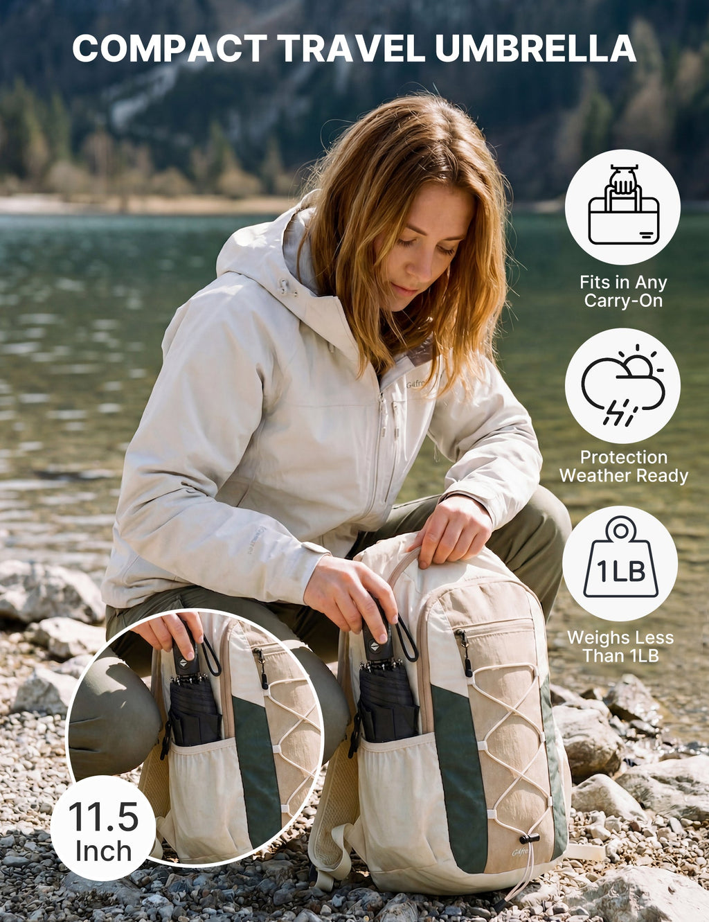 G4Free 42 Inch Windproof Travel Umbrella