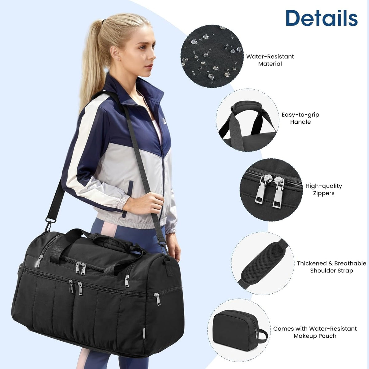 G4Free 45L Travel Duffle Bag 3 in 1 Duffel Bags with Shoes Compartment
