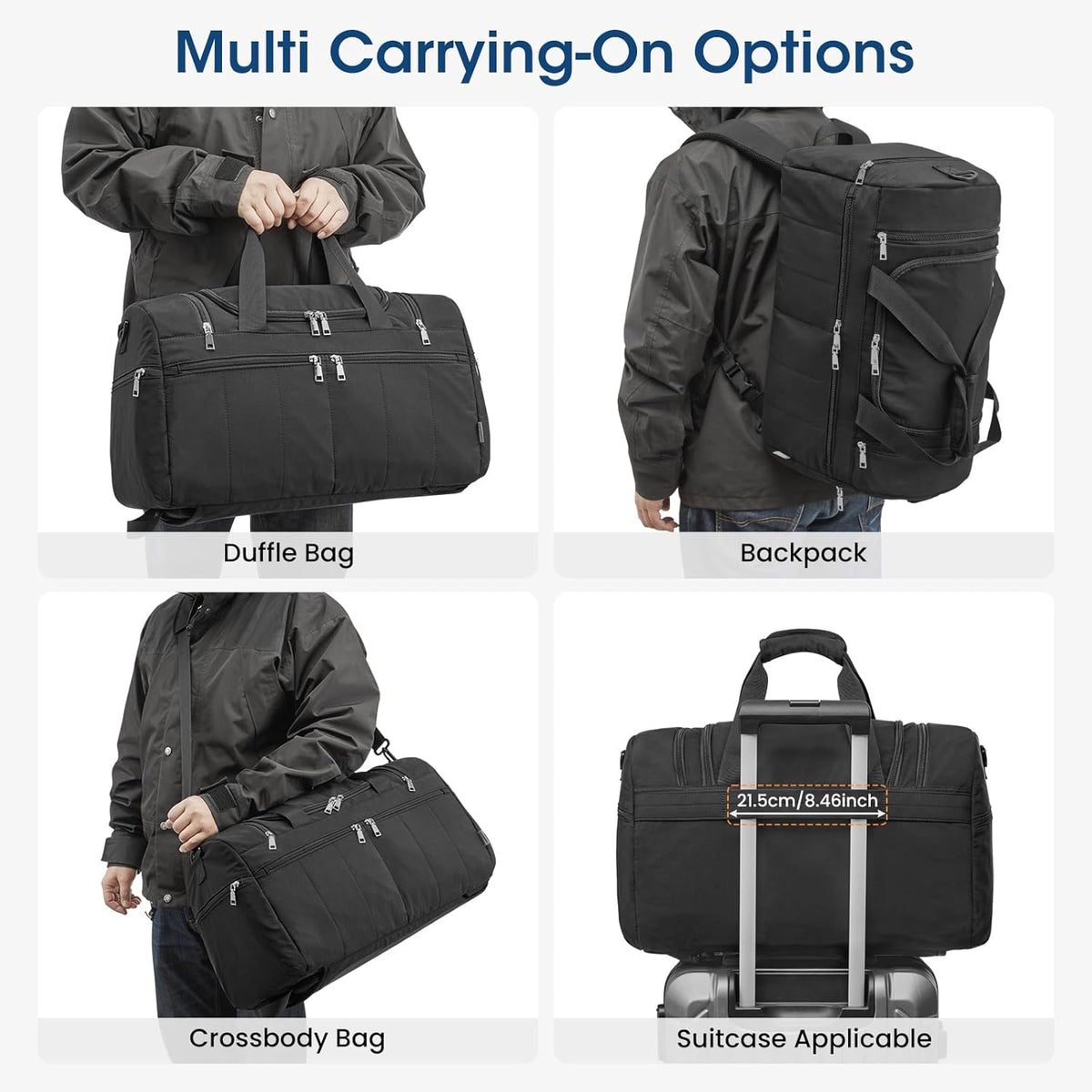G4Free 45L Travel Duffle Bag 3 in 1 Duffel Bags with Shoes Compartment