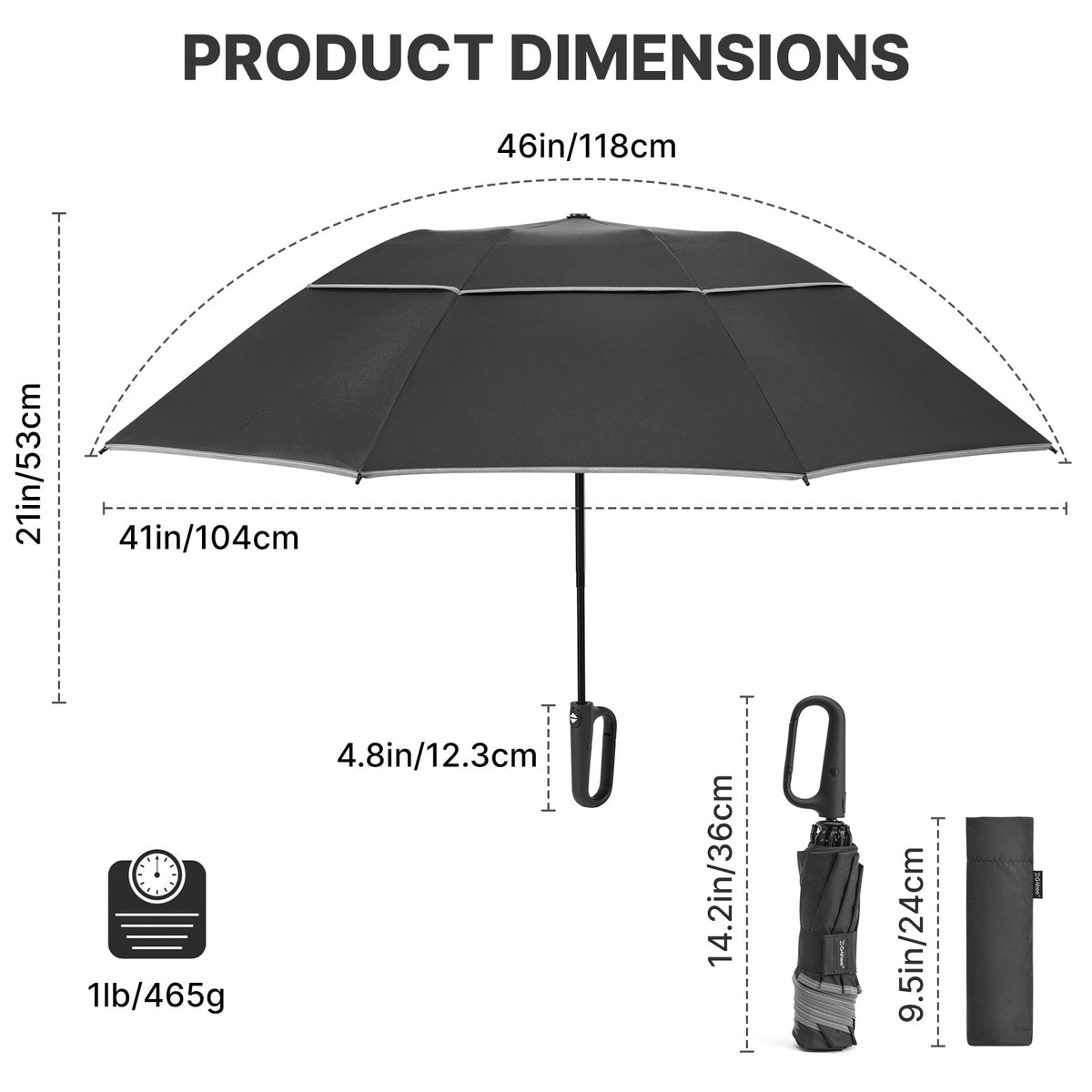 G4Free 46" Inverted Umbrella – Carabiner Handle