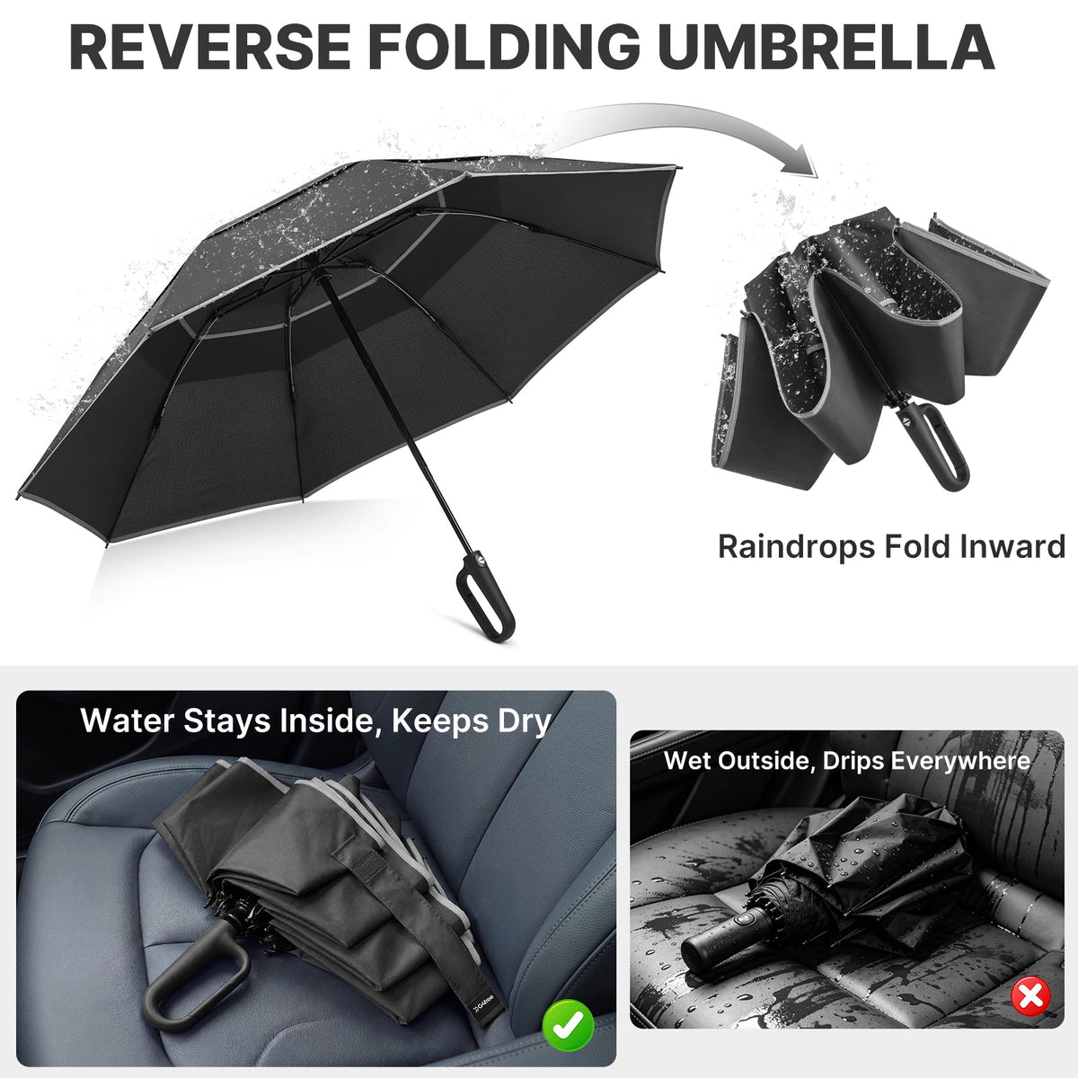G4Free 46" Inverted Umbrella – Carabiner Handle