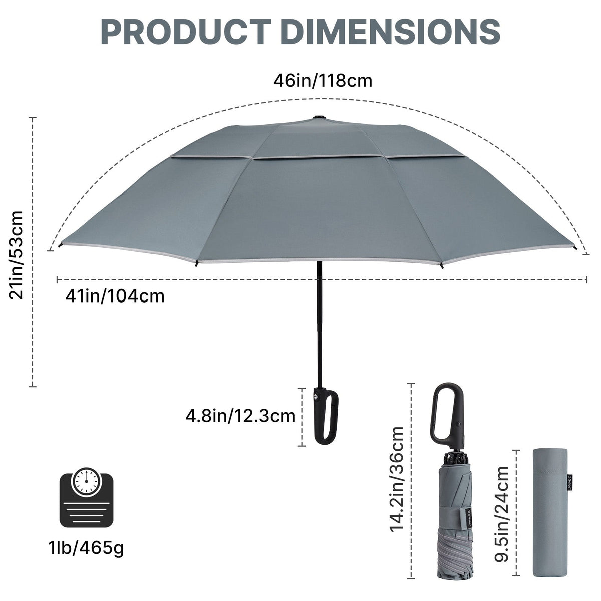 G4Free 46" Inverted Umbrella – Carabiner Handle