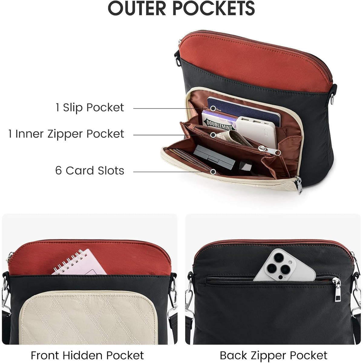 G4Free Anti-Theft  Lightweight Nylon Shoulder Purse Medium Handbags