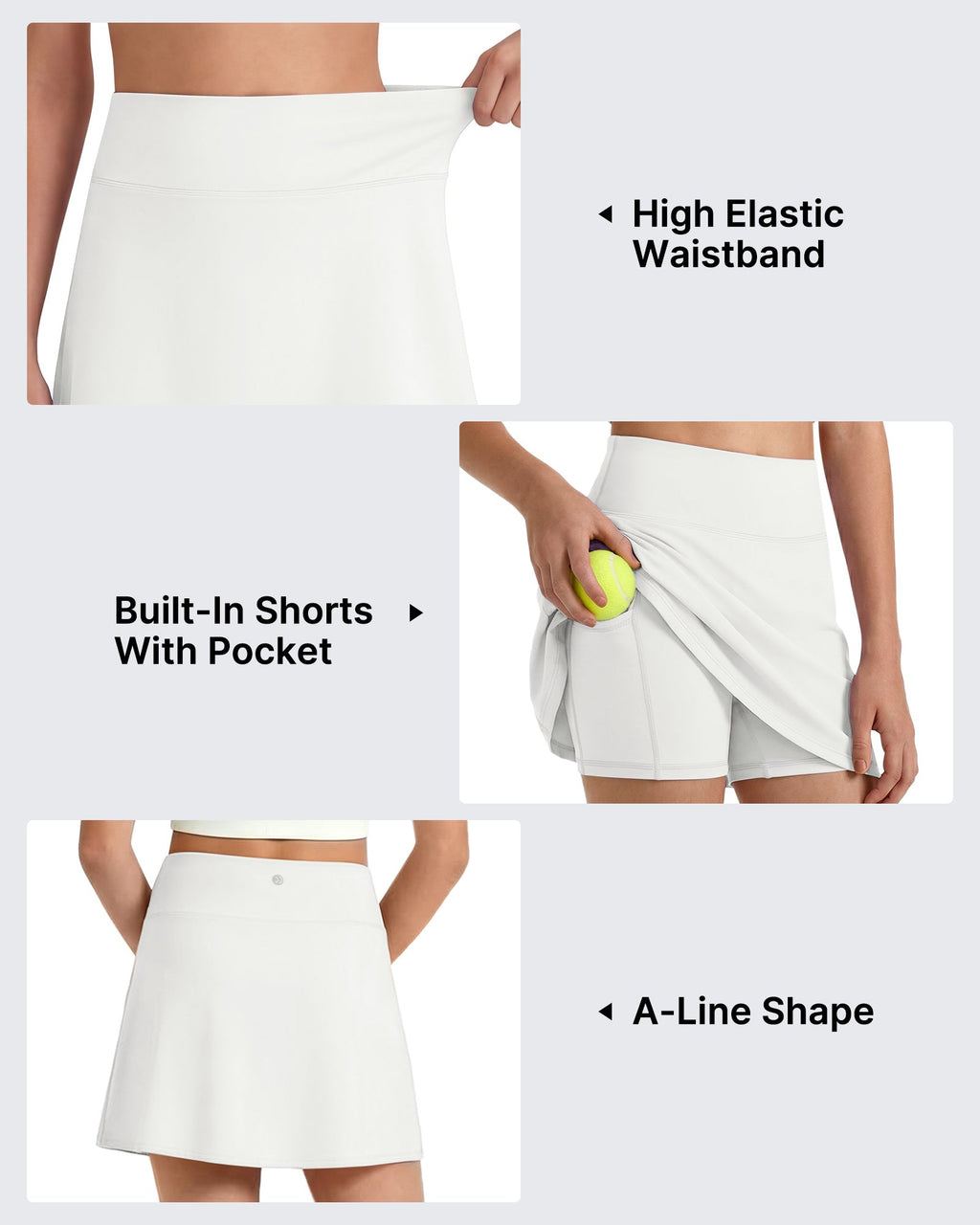 G4Free BareFeel High Waisted Tennis Skirt for Girls with Built-in Shorts & Pockets
