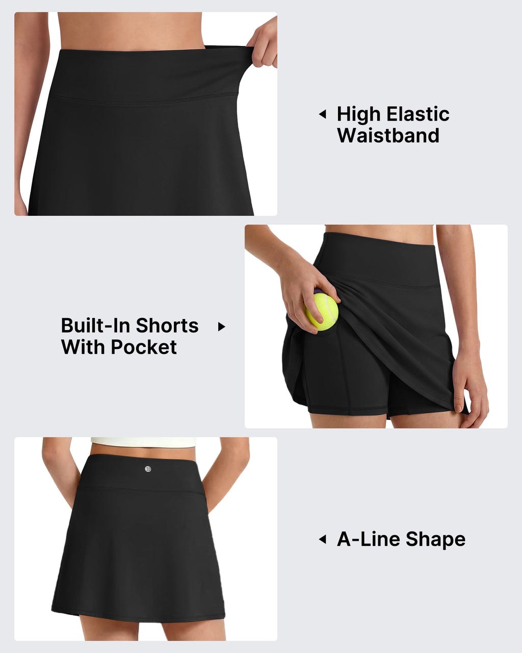G4Free BareFeel High Waisted Tennis Skirt for Girls with Built-in Shorts & Pockets