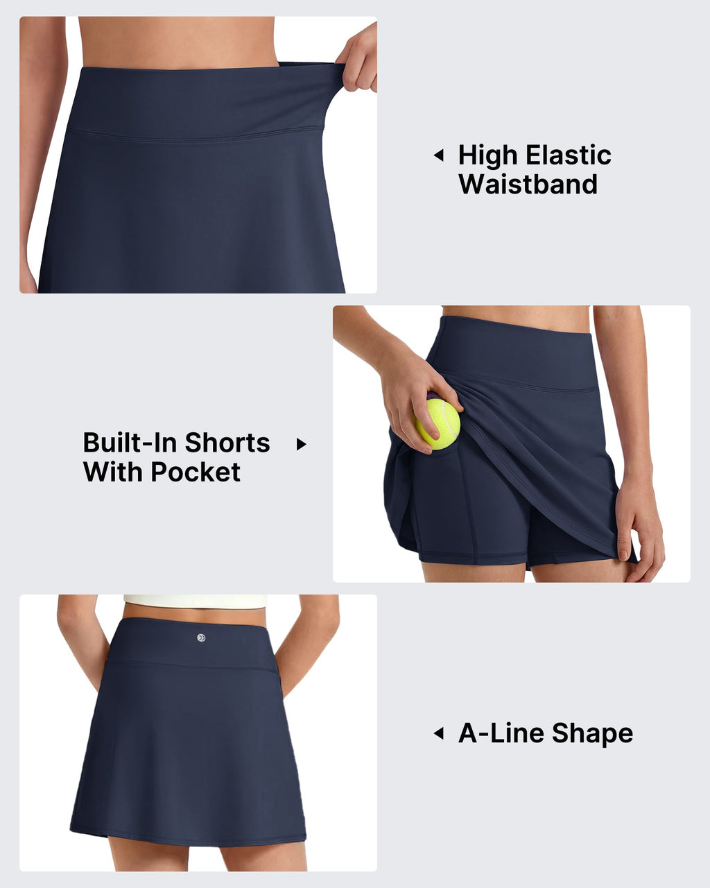 G4Free BareFeel High Waisted Tennis Skirt for Girls with Built-in Shorts & Pockets