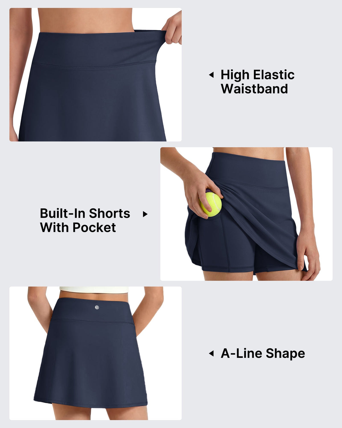 G4Free BareFeel High Waisted Tennis Skirt for Girls with Built-in Shorts & Pockets