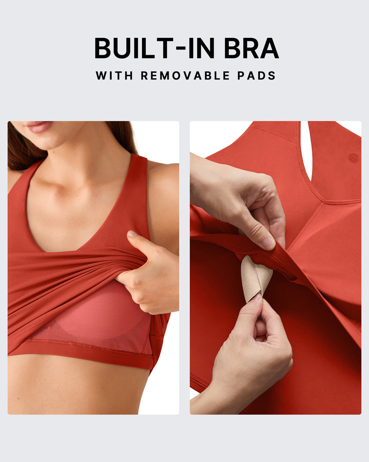 G4Free BareFeel Racerback Tank Top with Removable Padded Bra