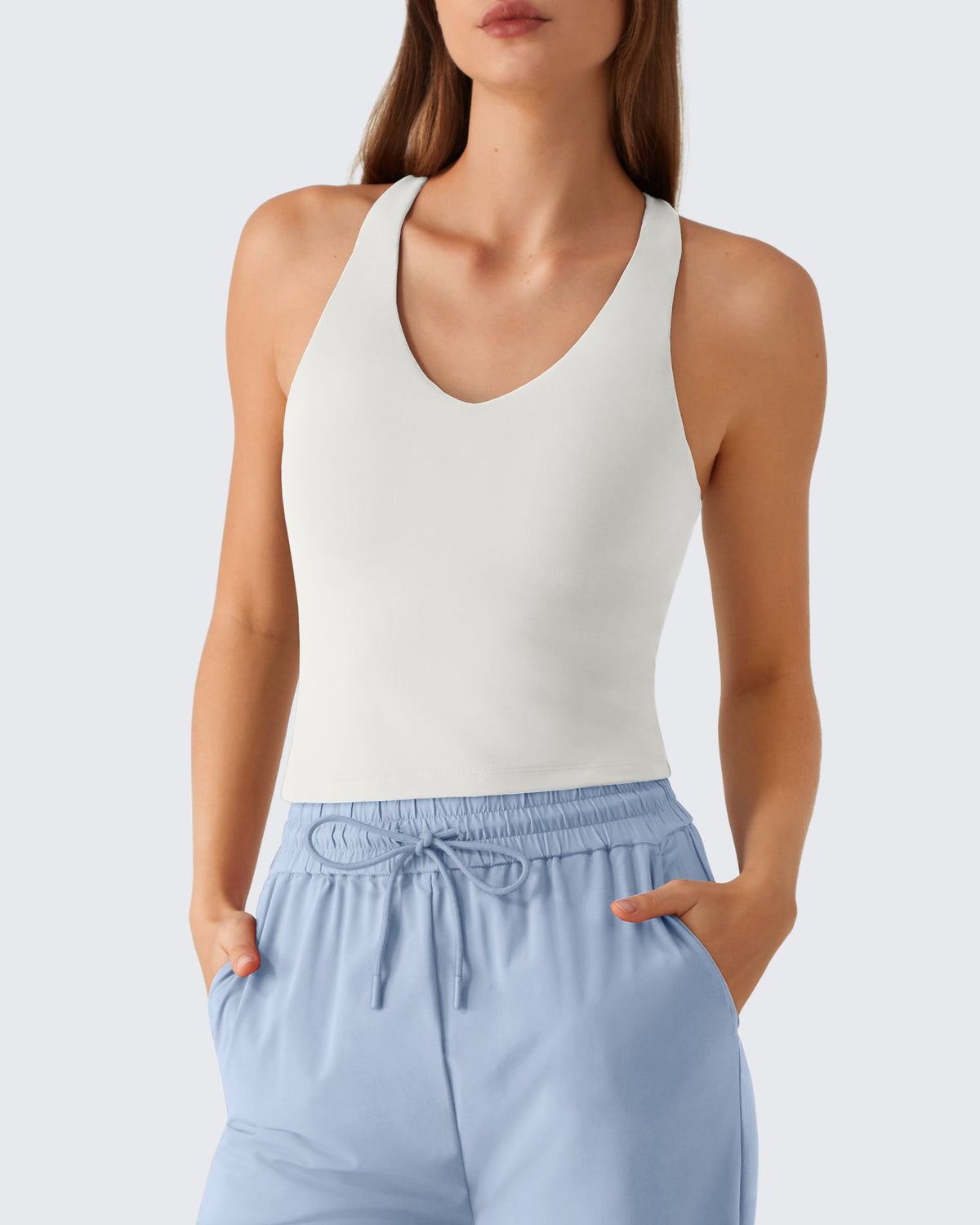 G4Free BareFeel Racerback Tank Top with Removable Padded Bra