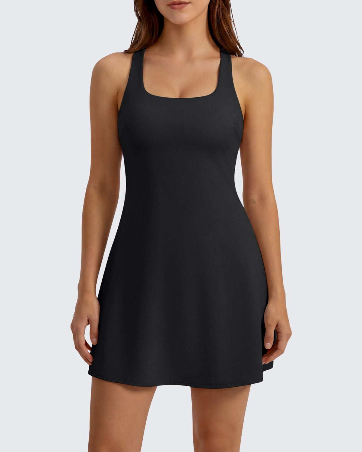 G4Free BareFeel Racerback Tennis Dress with Built in Bra & Shorts
