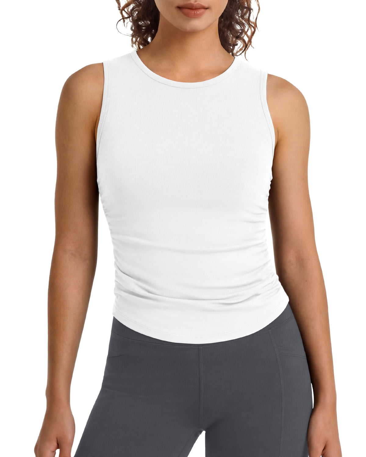 G4Free BareFeel Ruched High Neck Yoga Tank Top