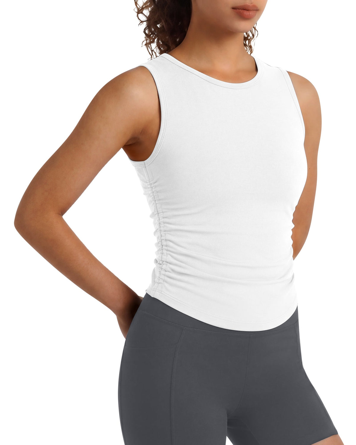 G4Free BareFeel Ruched High Neck Yoga Tank Top
