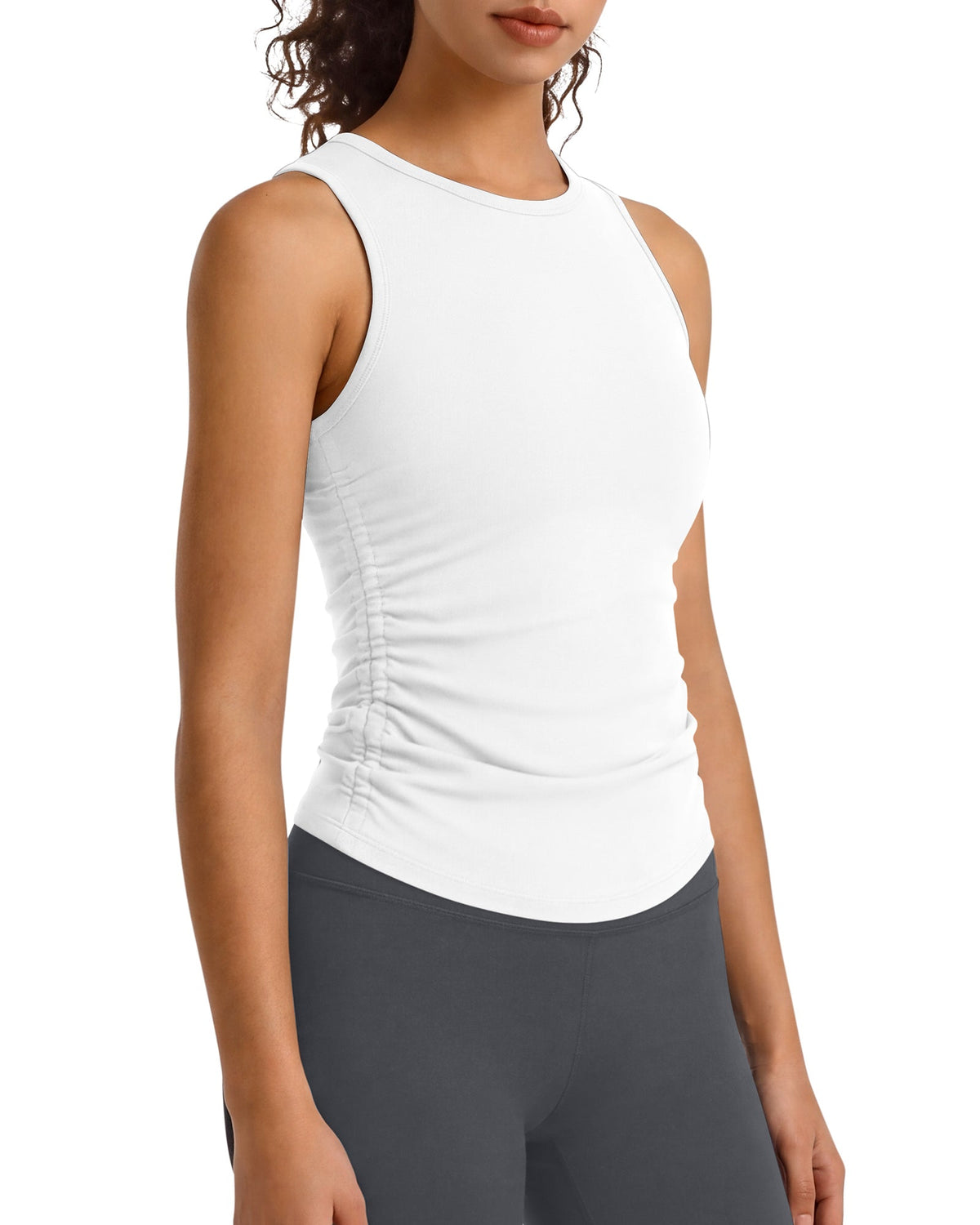 G4Free BareFeel Ruched High Neck Yoga Tank Top