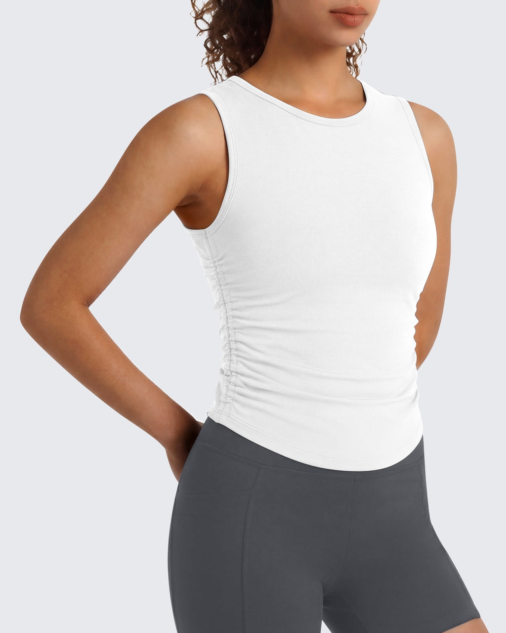 G4Free BareFeel Ruched High Neck Yoga Tank Top