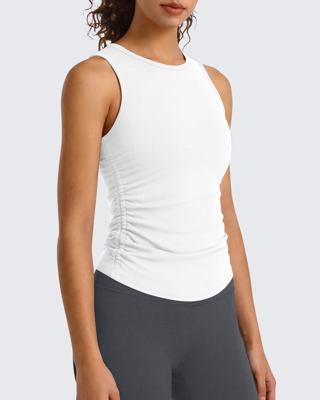 G4Free BareFeel Ruched High Neck Yoga Tank Top