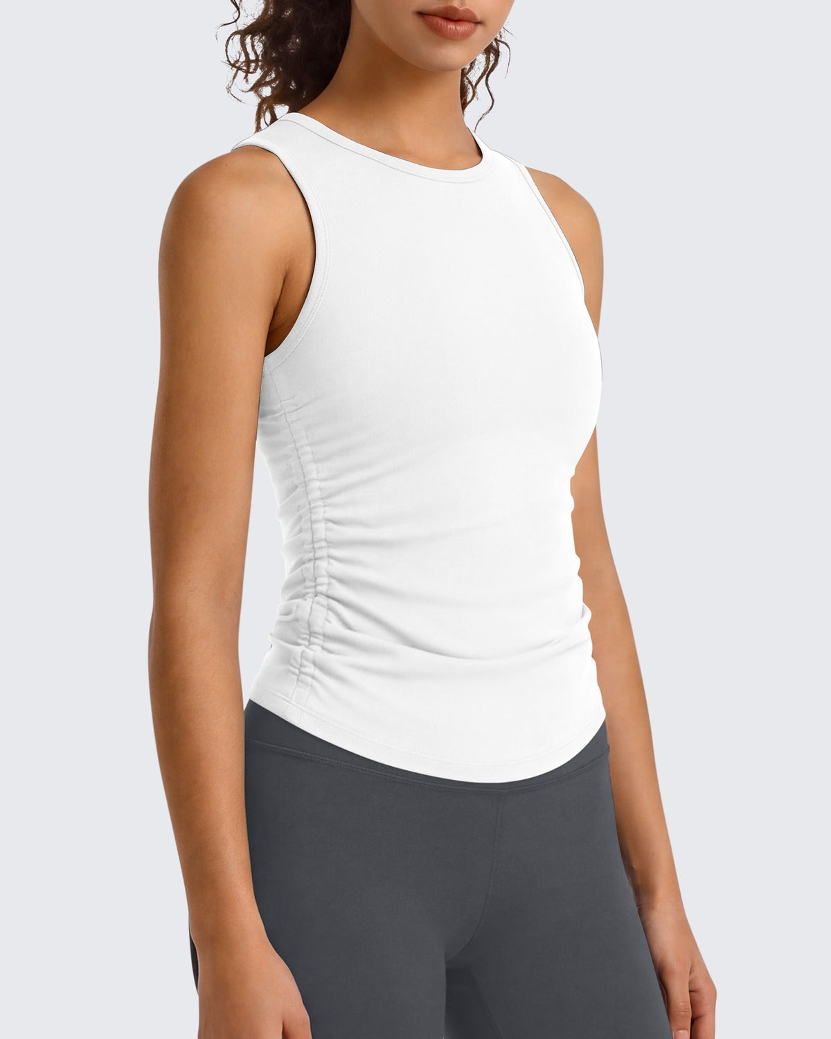 G4Free BareFeel Ruched High Neck Yoga Tank Top