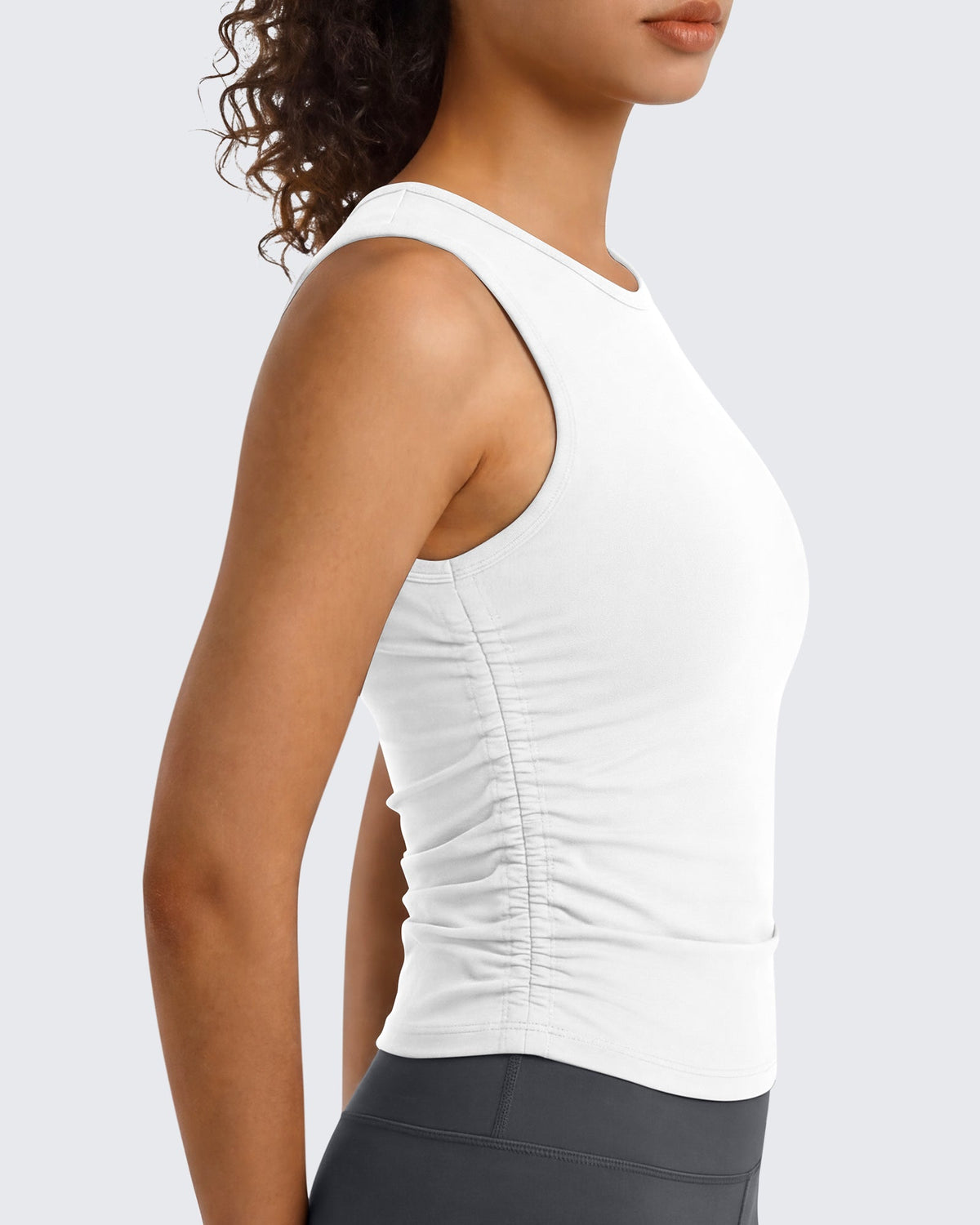 G4Free BareFeel Ruched High Neck Yoga Tank Top