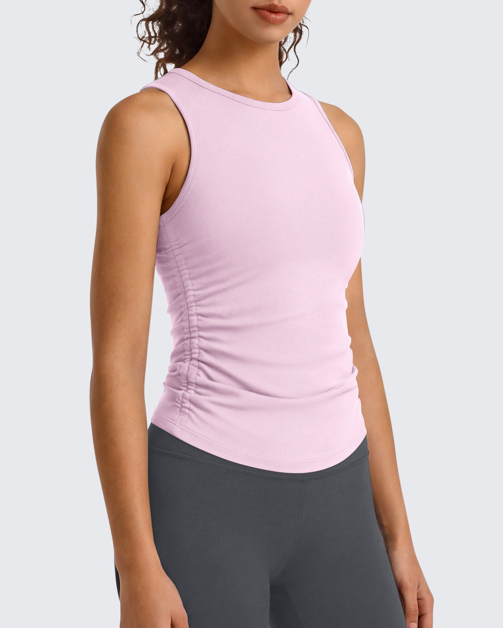 G4Free BareFeel Ruched High Neck Yoga Tank Top